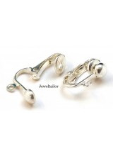 4 Shiny Silver Plated Nickel Free Clip On Earring Adapters 16mm ~ Jewellery Making Essentials
